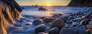 West Country Prints: Sunset at Porth Navan, Cornwall, England