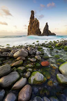 Northern Coast Prints: Sunset at Praia da Ribeira da Janela, Porto Moniz, Madeira Island, Portugal