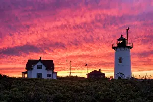 Provincetown Prints: Sunset from Race Point Lighthouse on Cape Cod, Provincetown, Massachusetts, USA