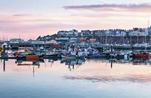 Images Dated 4th January 2023: Sunset over Ramsgate Royal Harbour Marina, the only Royal harbour in the country, Kent, England