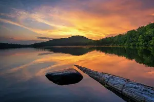 Michael Blanchette Prints: Sunset reflection on Kettle Pond, Groton State Forest, Vermont, USA