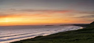 Images Dated 11th August 2021: Sunset over Rhossili Bay, Gower Peninsula, Wales