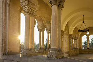 Sunset at the Romanesque Hall on the terrace of Bad Homburg Castle, Taunus, Hesse