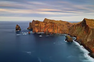 Headland Prints: Sunset in Sao Lourenco peninsula during a spring day, Madeira, Portugal