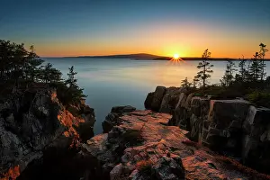 Sunray Prints: Sunset from Schoodic Peninsula, Acadia Natiional Park, Maine, USA