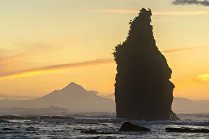 Mount Taranaki Prints: Sunset at the Three Sisters, with Mount Taranaki in the background