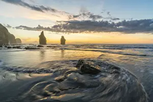 Low Tide Prints: Sunset at the Three Sisters. Tongaporutu, New Plymouth district