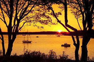 Contre Jour Prints: Sunset over Southwest Harbor, Mt. Desert Island, Maine, USA