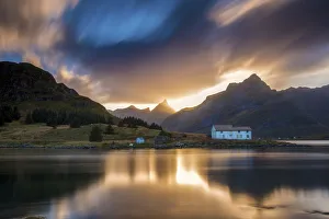 Images Dated 13th September 2013: Sunset over Sundstraumen, Lofoten Islands, Norway