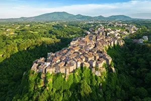 Q1 2024 Prints: Sunset on the the small town of Vitorchiano. Vitorchiano, Viterbo district, Lazio, Italy