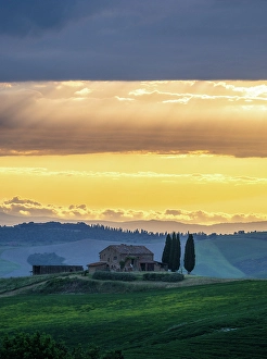 Val Dorcia Prints: Sunset over Val d'Orcia, Tuscany, Italy