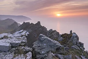 April Prints: Sunset over the Valley of Rocks in Exmoor National Park, Devon, England