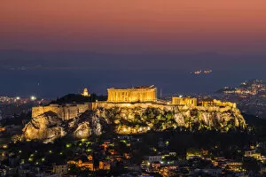 Picturesque Gallery: Sunset top view over Acropolis, Athens, Attica, Greece