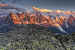 Sunset with a view, Chamonix Valley, Chamonix Mont Blanc, Haute-Savoie, France