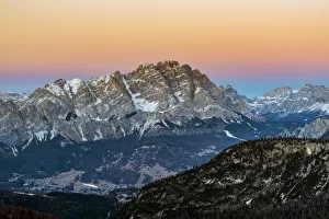 Cristallo Prints: Sunset view over Cristallo mountain in the Dolomites, Veneto, Italy
