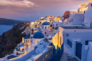 Blue Dome Prints: Sunset view, Oia, Santorini, South Aegean, Greece