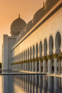 Mughal Prints: Sunset view of Sheikh Zayed Mosque, Abu Dhabi, United Arab Emirates