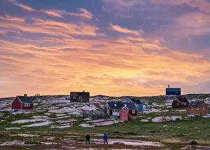 Township Prints: Sunset over village of Oqaatsut, Greenland