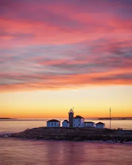 Black Prints: Sunset at Watch Hill Lighthouse, Narragansett Bay, Westerly, Rhode Island, USA