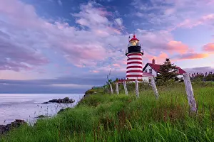 Beacon Prints: Sunset at West Quoddy Head Lighthosue, Lubec, Maine, USA