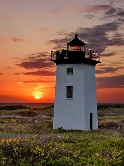 Provincetown Prints: Sunset at Wood End Lighthouse on Cape Cod, Provincetown, Massachusetts, USA