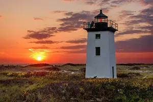 Cape Cod Prints: Sunset at Wood End Lighthouse on Cape Cod, Provincetown, Massachusetts, USA