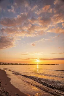 Images Dated 2nd November 2022: Sunset at Zingst Beach, Mecklenburg-Western Pomerania, Baltic Sea, North Germany, Germany