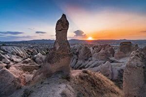 Turkish Gallery: Sunsetscape from tuff rock formations in Red valley.Goreme, Capadocia, Kaisery district