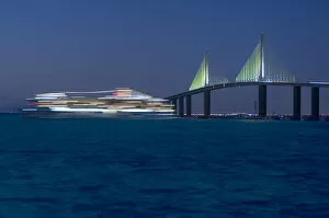 Sunshine Skyway Bridge, Cruise Ship, Tampa Bay, Gulf of Mexico, Saint Petersburg, Florida