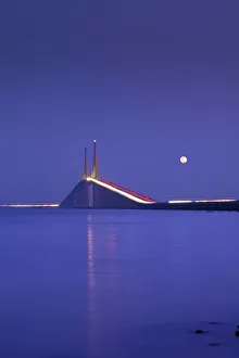 Sunshine Skyway Bridge, Tampa Bay, Full Moon, Saint Petersburg, Florida