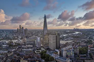Sunsrise over the Shard and city of London, London, England, UK
