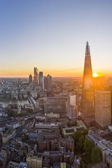 Sunsrise over the Shard and city of London, London, England, UK