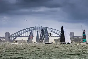 Sydney Prints: Super maxi yachts competing in the SOLAS Big Boat Challenge on Sydney Harbour, Sydney