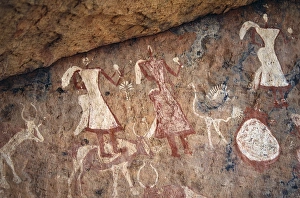 Sahara Desert Gallery: Superb rock painting in the Jebel Acacus in the Libyan