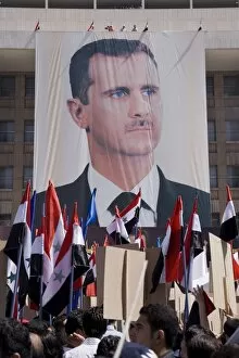 Images Dated 24th May 2007: Supporters at a rally in downtown Damascus endorsing