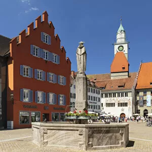 Images Dated 22nd July 2021: Suso Fountain at Hofstatt Square, Uberlingen, Upper Swabia, Baden Wurttemberg, Germany