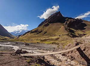 Aconcagua Gallery: Suspension Bridge over Horcones River, Aconcagua Mountain, Aconcagua Provincial Park