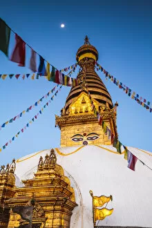 Images Dated 14th March 2017: Swayambhunath temple (also known as Monkey temple) at dawn. Kathmandu, Nepal