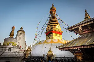 Temples Prints: Swayambunath temple (aka Monkey Temple), Kathmandu, Nepal