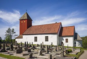 World Location Prints: Sweden, Bohuslan, Bokenas, Bokenas kyrka church, midieval church, exterior
