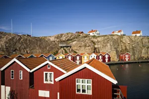 Traditional Architecture Gallery: Sweden, Bohuslan, Smogen, Smogenbryggan, antique boat houses and fishing shacks