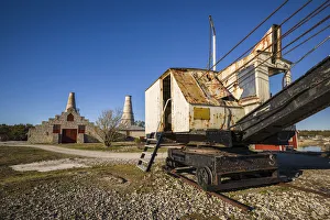 Gotland Prints: Sweden, Gotland Island, Blase, fomer lime factory, steam shovel