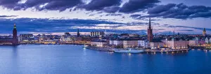Images Dated 18th November 2019: Sweden, Stockholm, Gamla Stan, Old Town, elevated city view with Riddarholmeskyrkan