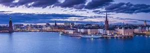 Images Dated 18th November 2019: Sweden, Stockholm, Gamla Stan, Old Town, elevated city view with Riddarholmeskyrkan