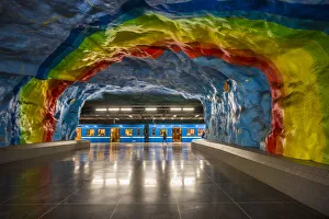 Sweden, Stockholm, Stockhom Underground Metro, Stadion Station