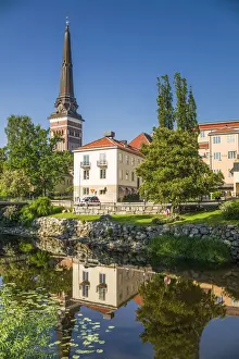 World Location Prints: Sweden, Vastmanland, Vasteras, old town buildings by the Svartan River