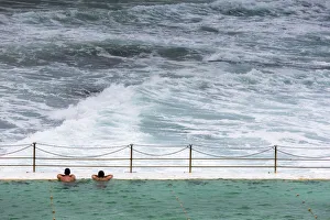 Two People Prints: Swimmers in Icebergs Ocean Pool at Bondi Beach, Sydney, New South Wales, Australia