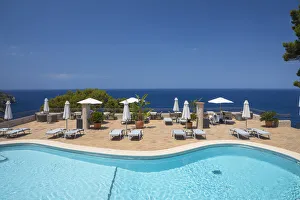 Llucalcari Prints: Swimming pool at the Hotel Hoposa Costa d Or, Serra de Tramuntana, Mallorca