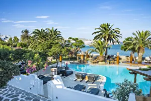 Mikinos Prints: Swimming pool at the Leto Hotel, Mykonos Town, Mykonos, Cyclade Islands, Greece