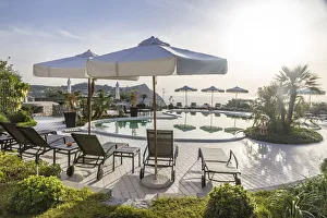 Campania Gallery: Swimming pool with umbrellas and loungers in Forio, Ischia Island, Gulf of Naples